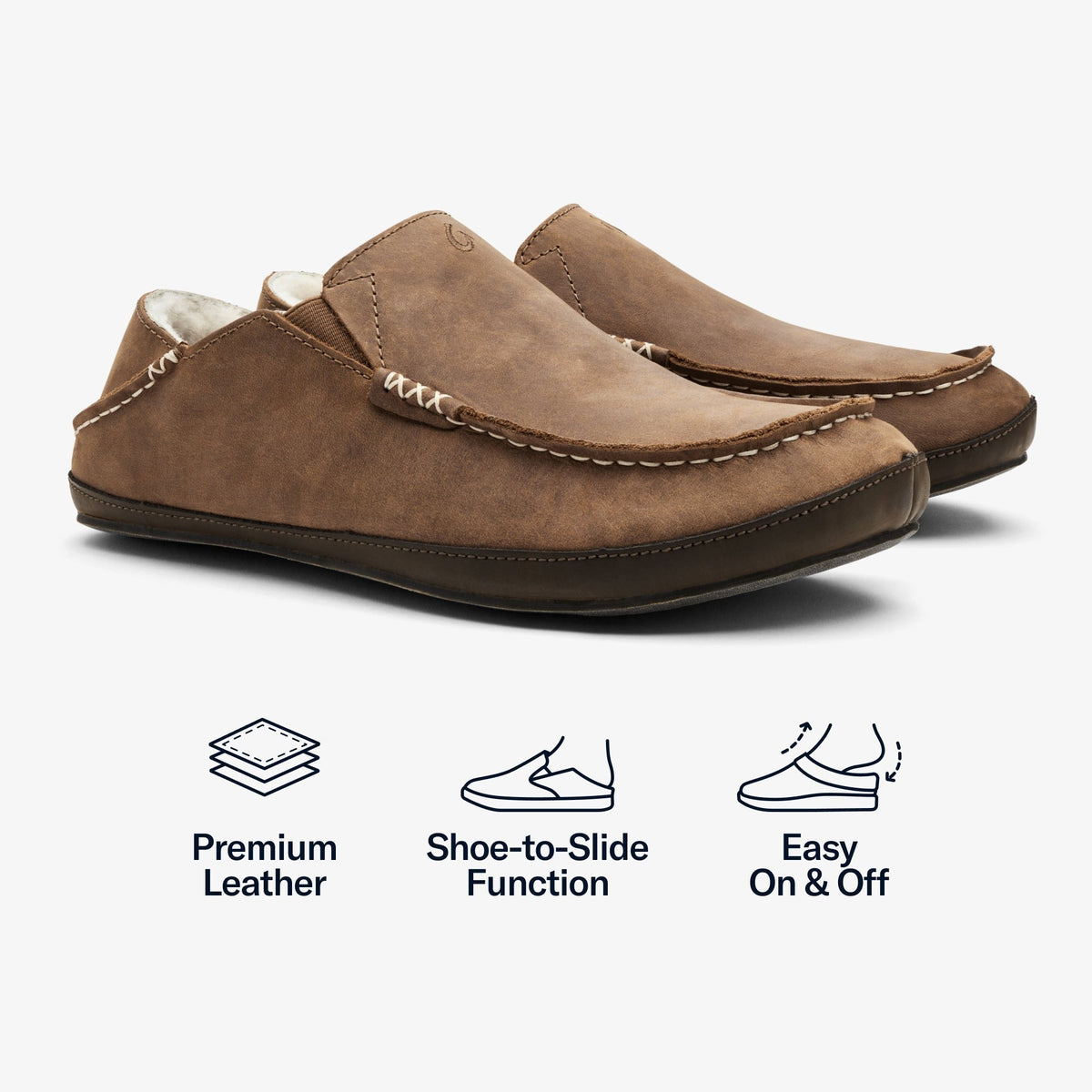 OlukaiMoloā Slipper - Toffee / Dark Wood